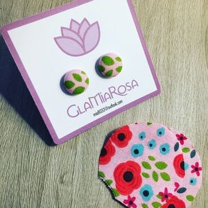 Handmade fabric buttons earrings
